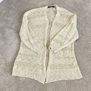 Amazon Women's Beige Open Knit Cardigan